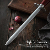 SR Rosewood Diamond Rod Knife Sharpener Having Rosewood Handle